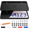 imageAujen Silicone License Plate Frames 2 PCS for US Standard Car RattleProof and Easy Installation License Plate Holder Black