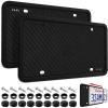 imageAujen Silicone License Plate Frames2 Pack Black SideOpening License Bracket Holder with Easy Installation License Plate Cover Without ObstructionRustproof Rattle Proof ampamp Weatherproof Universal